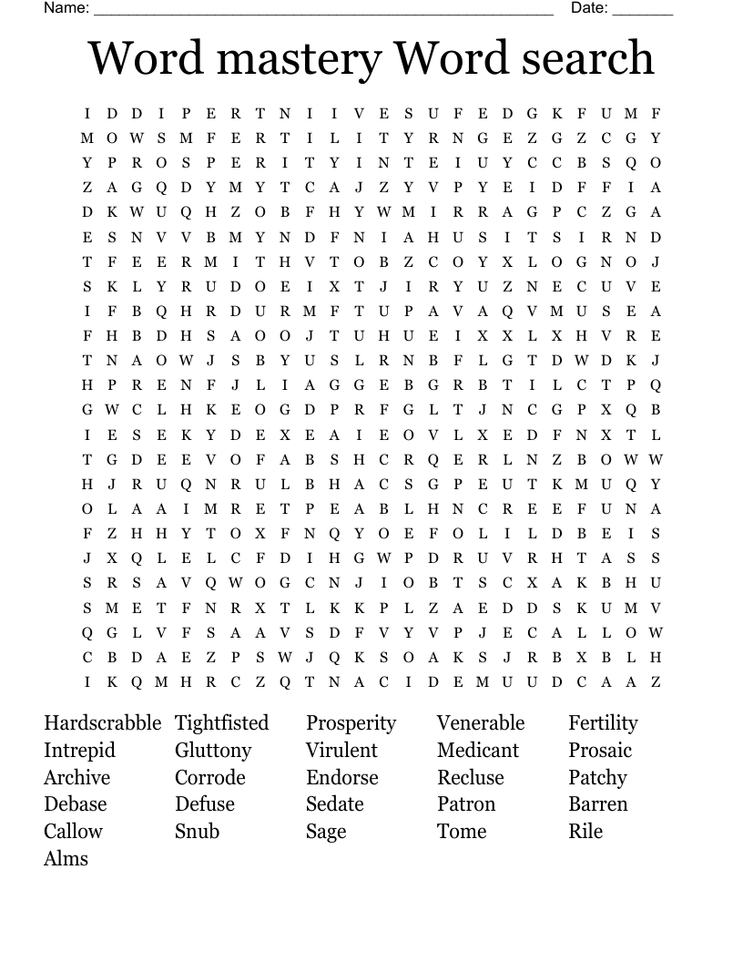 Word mastery Word search