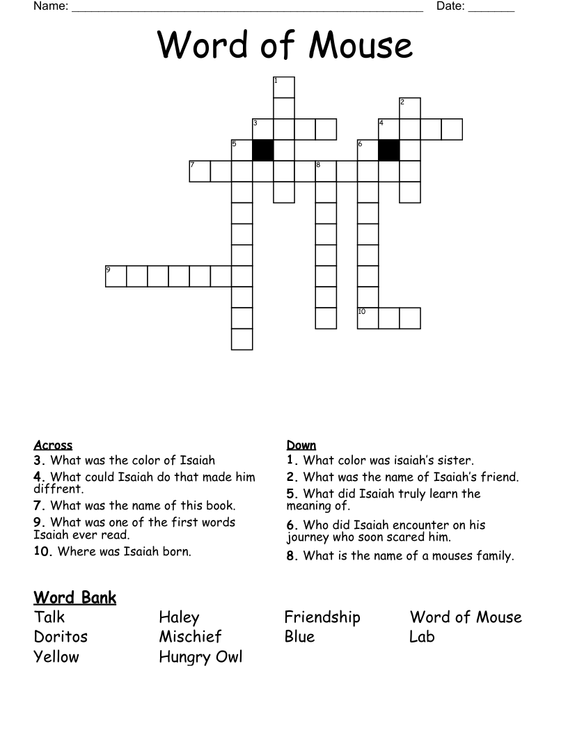 Word of Mouse Crossword