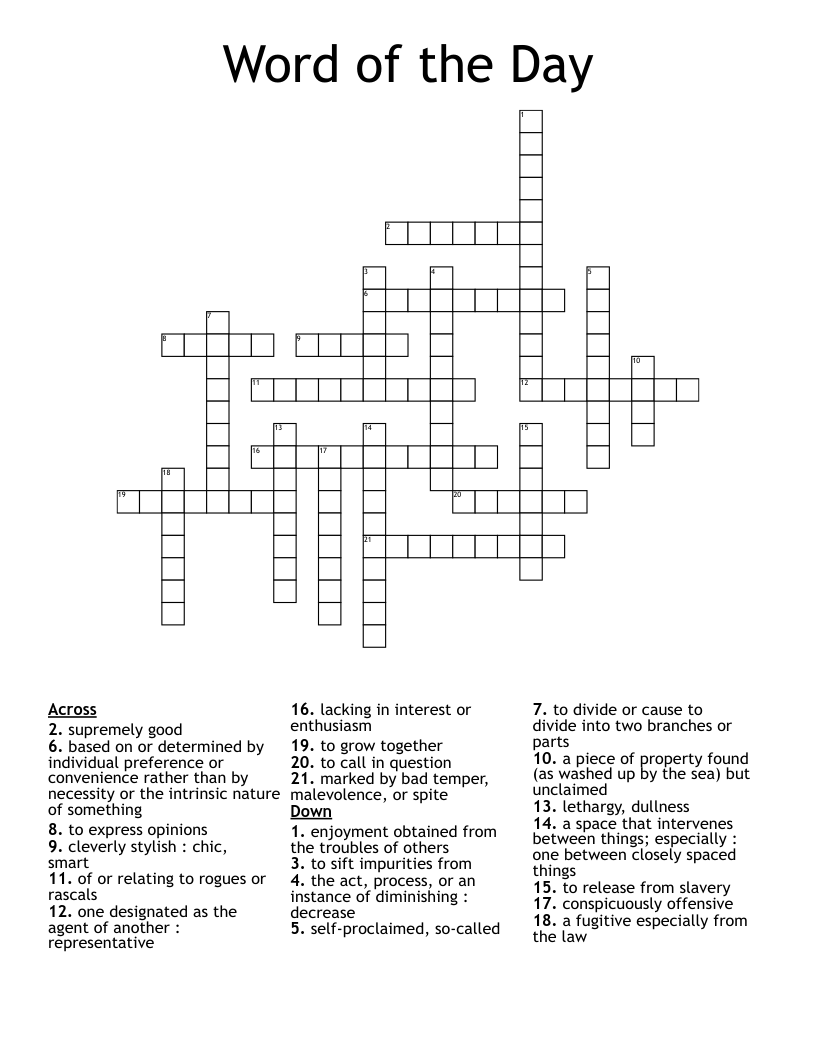 Word of the Day Crossword