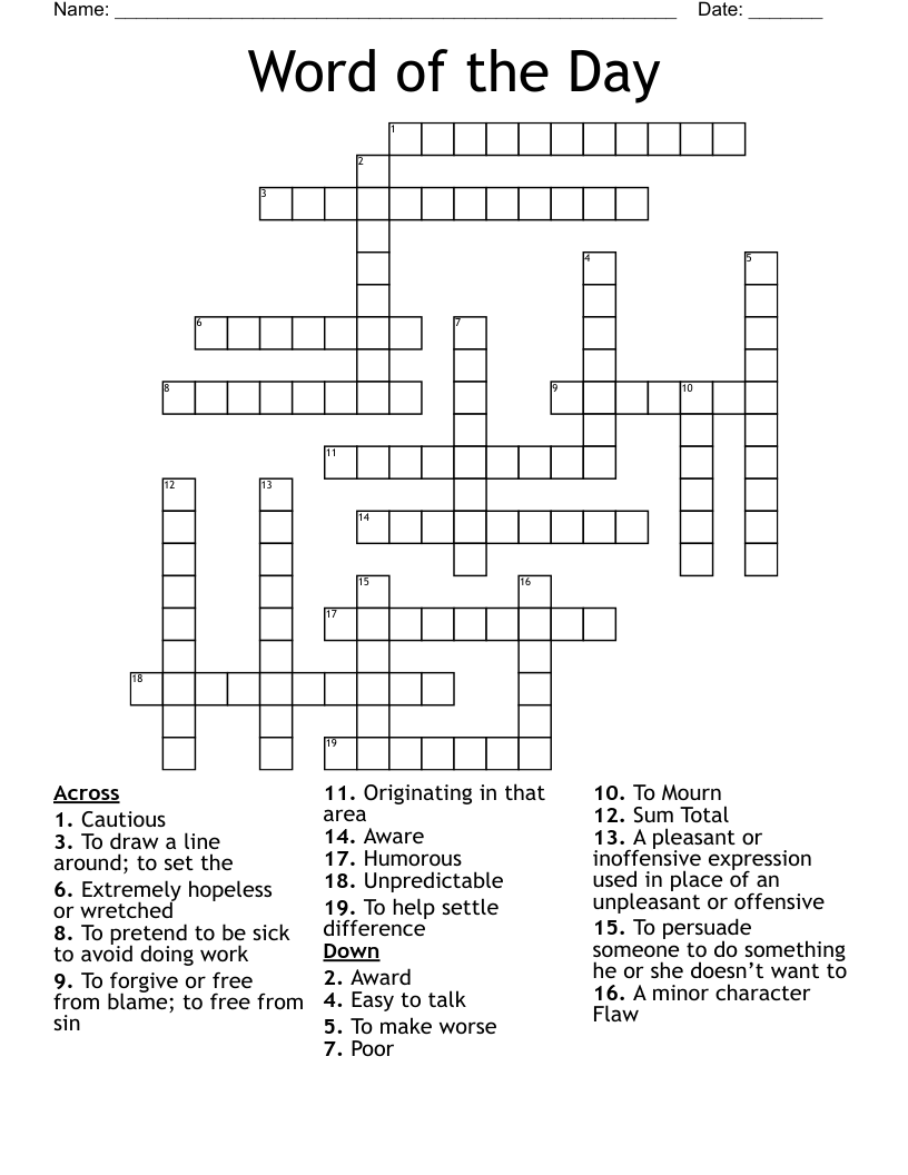 Word of the Day Crossword