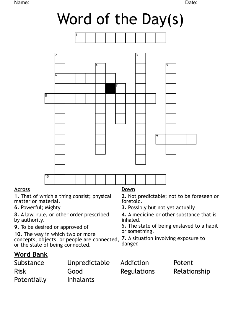 Word of the Day(s) Crossword