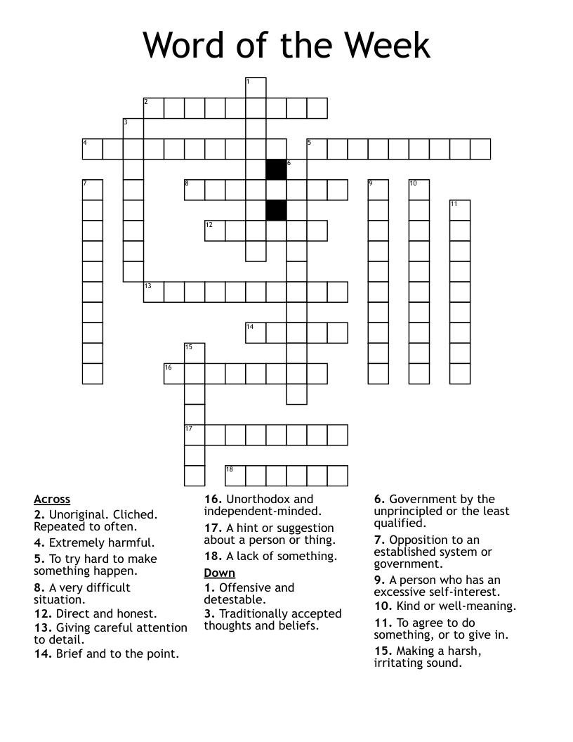 Word of the Week Crossword