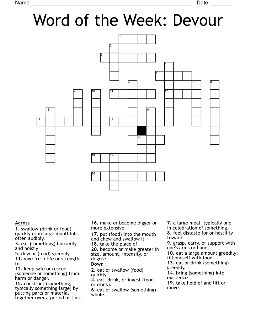 Word of the Week: Devour Crossword