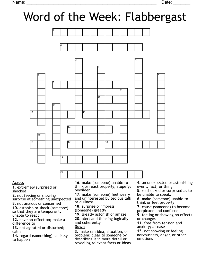 Word of the Week: Flabbergast  Crossword