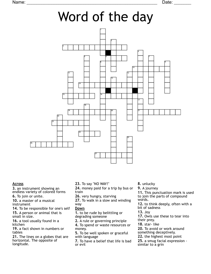 Word of the day Crossword