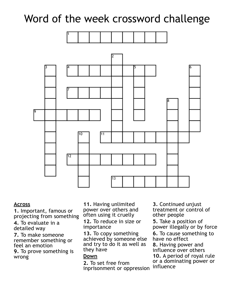 Word of the week crossword challenge