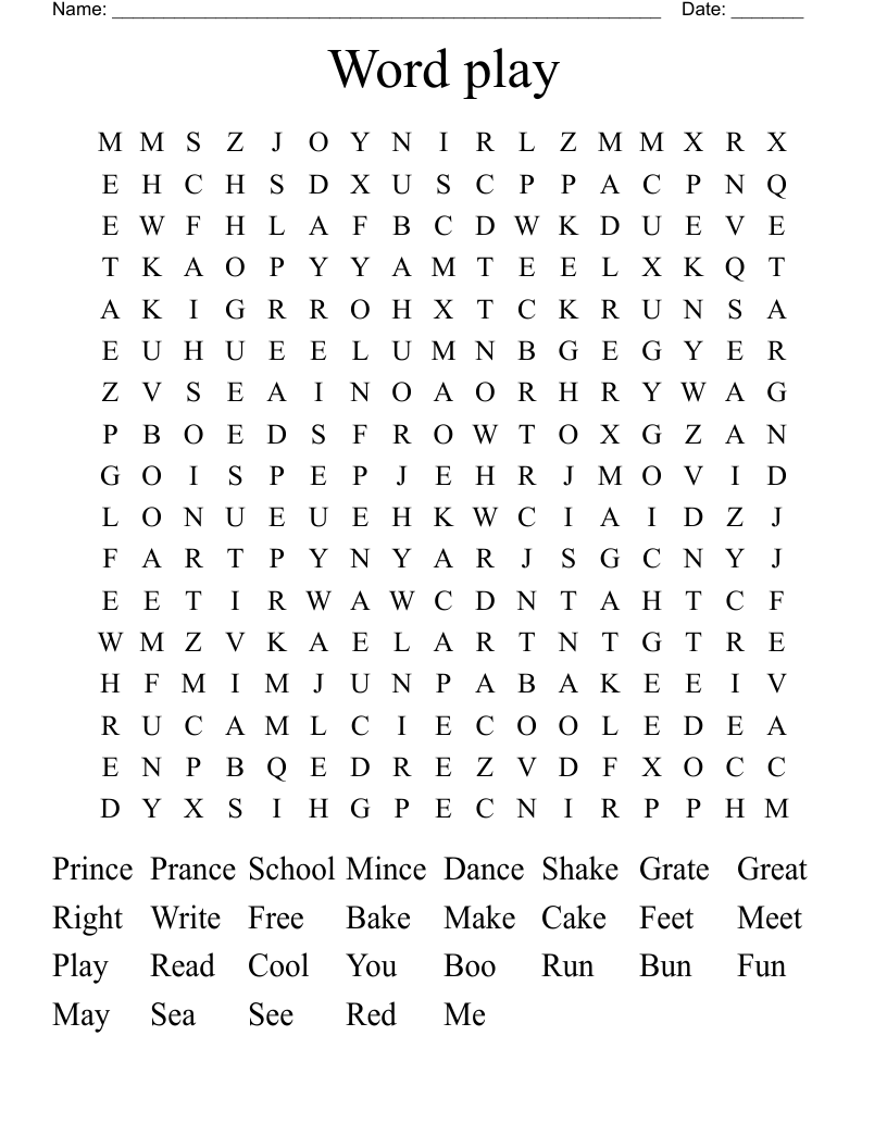 Word play  Word Search