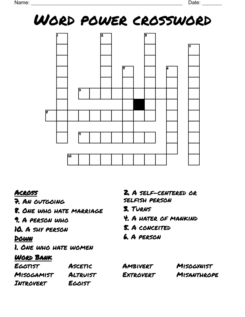 Word power crossword 