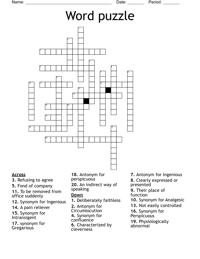 Word puzzle Crossword