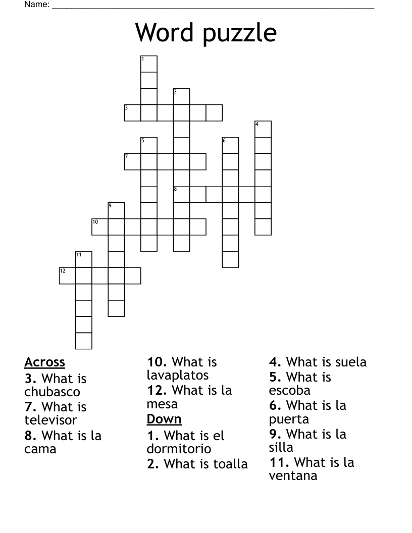 Word puzzle  Crossword