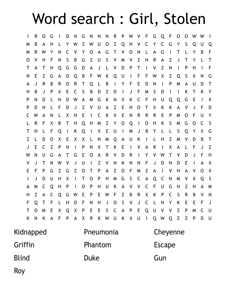 Word search : Girl, Stolen