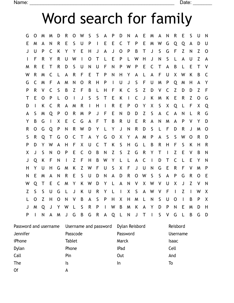 Word search for family