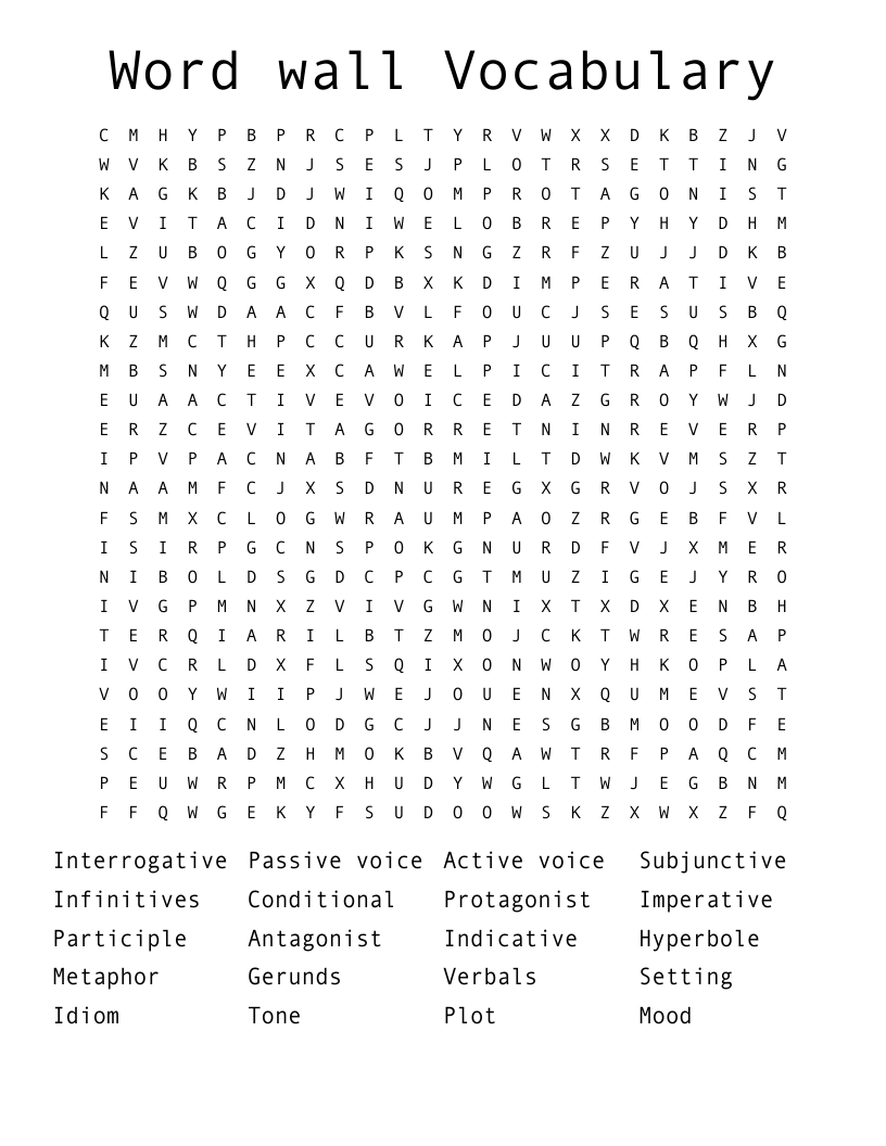 Word wall Vocabulary  Word Search