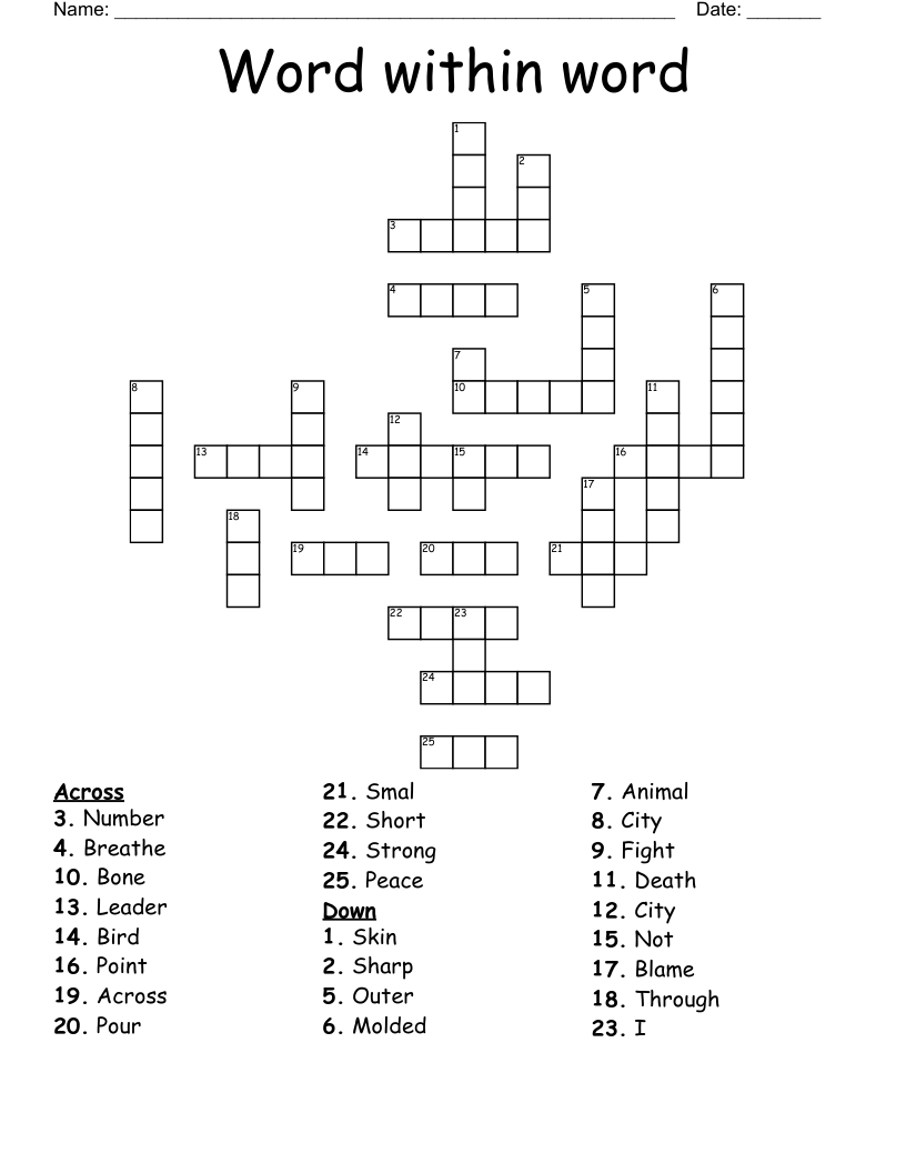 Word within word Crossword
