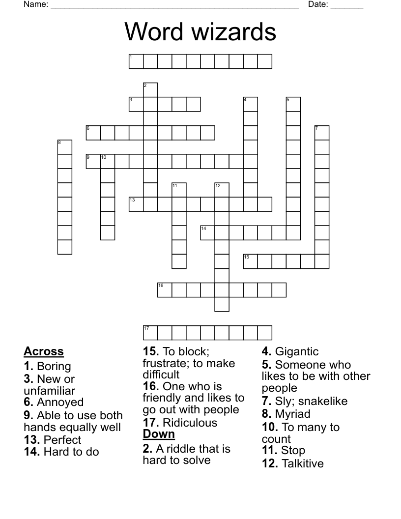 Word wizards Crossword
