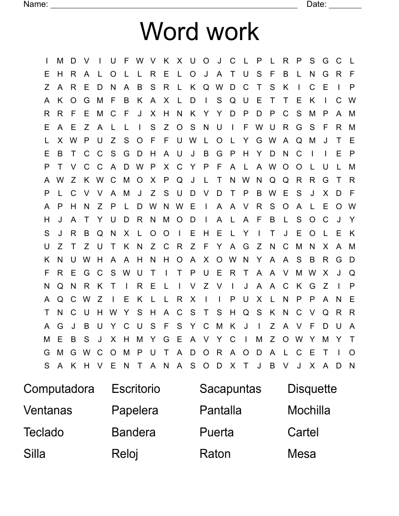 Word work  Word Search