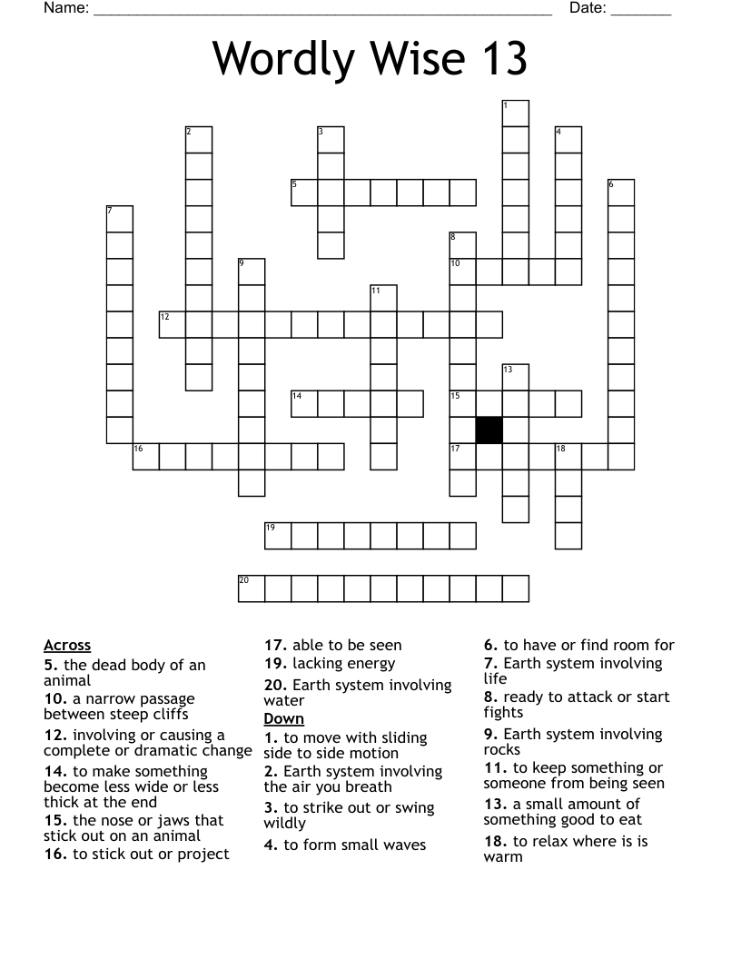 Wordly Wise 13 Crossword