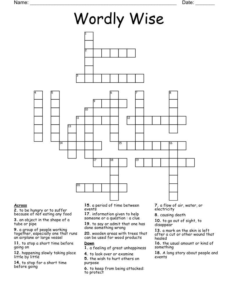 Wordly Wise Crossword