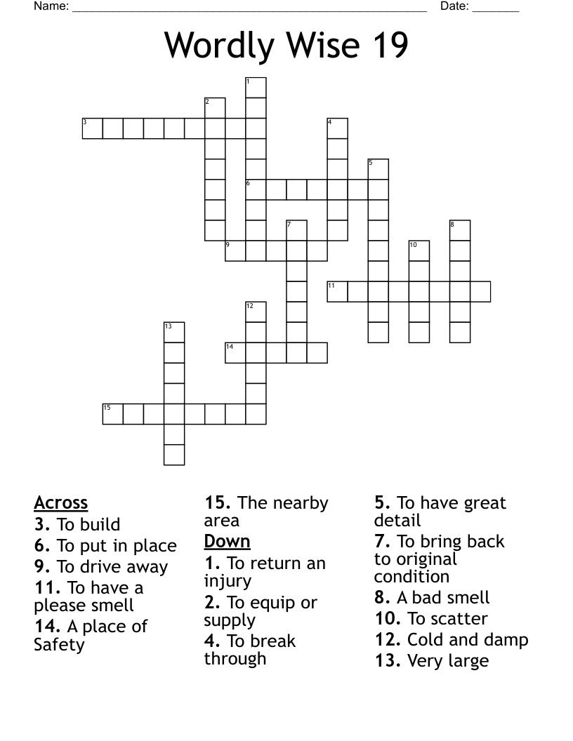 Wordly Wise 19 Crossword