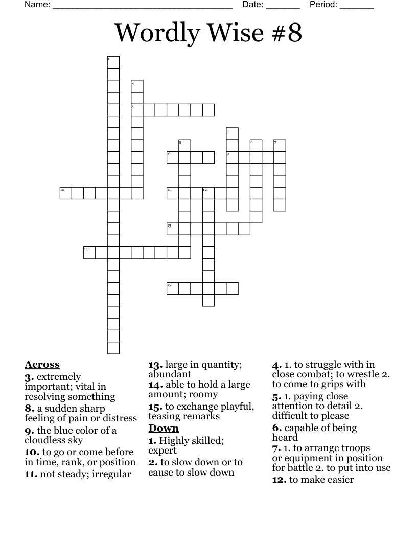 Wordly Wise #8 Crossword
