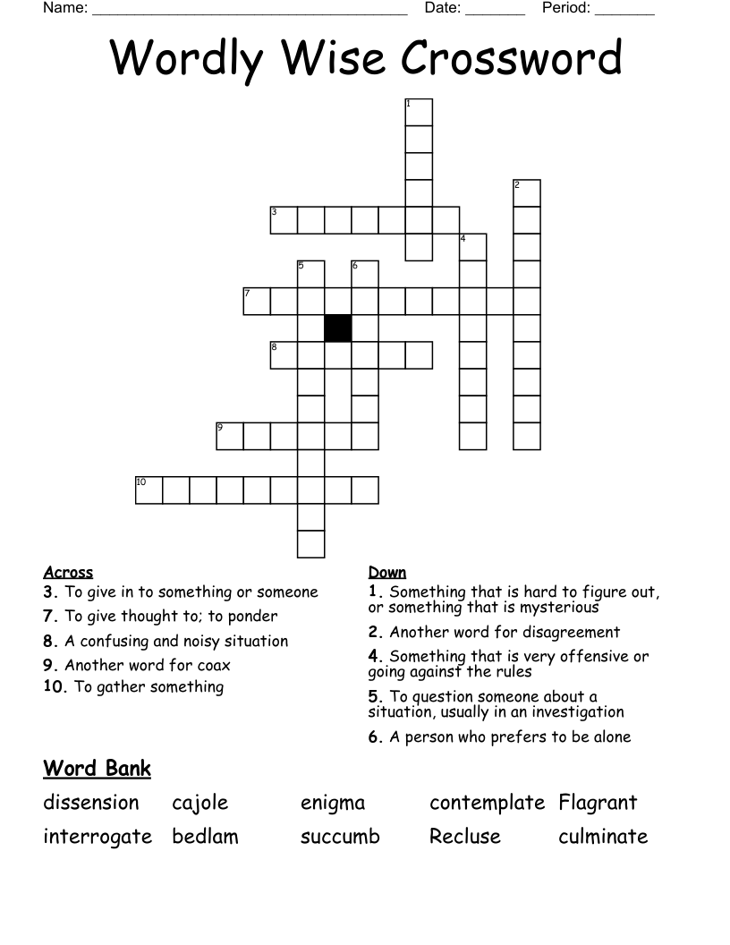 Wordly Wise Crossword