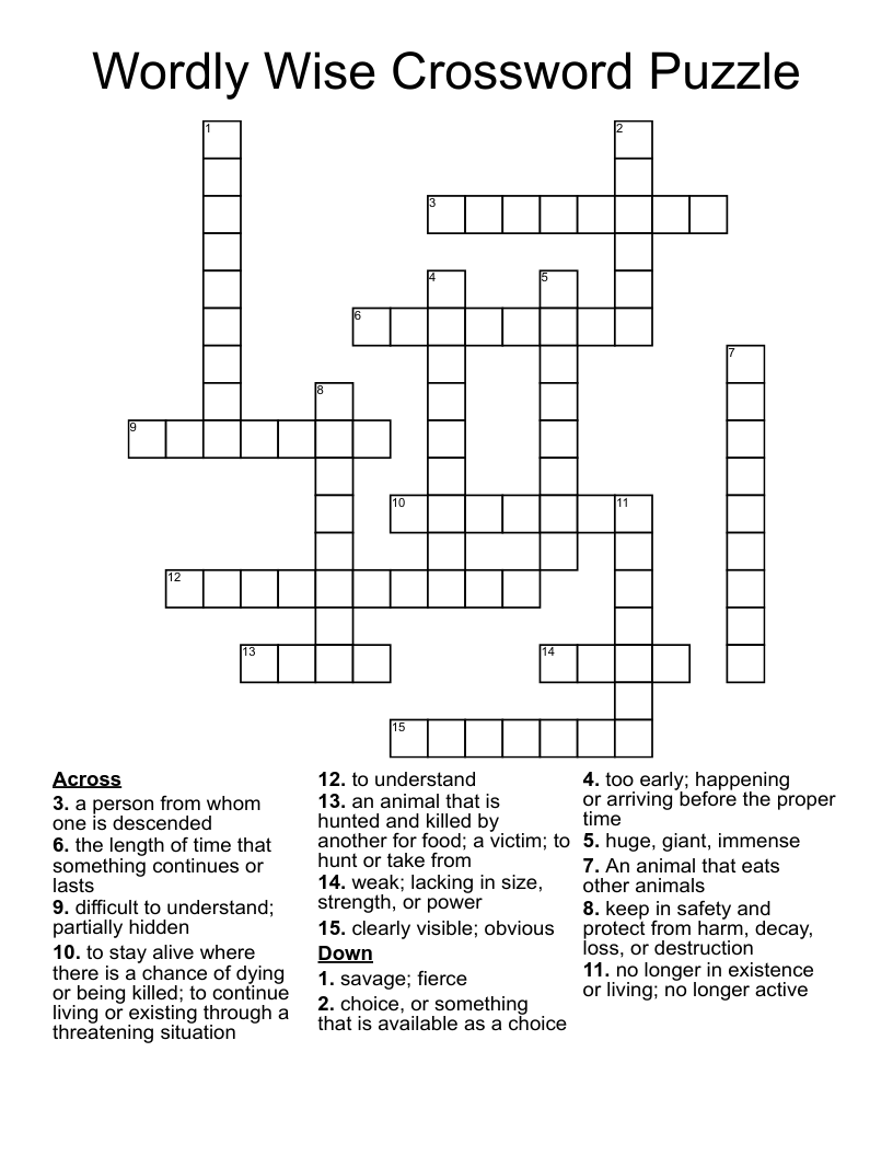 Wordly Wise Crossword Puzzle