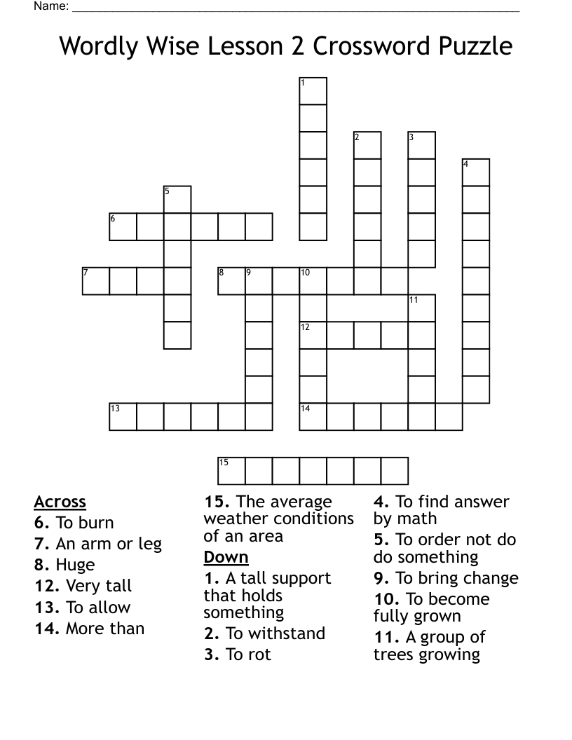 Wordly Wise Lesson 2 Crossword Puzzle