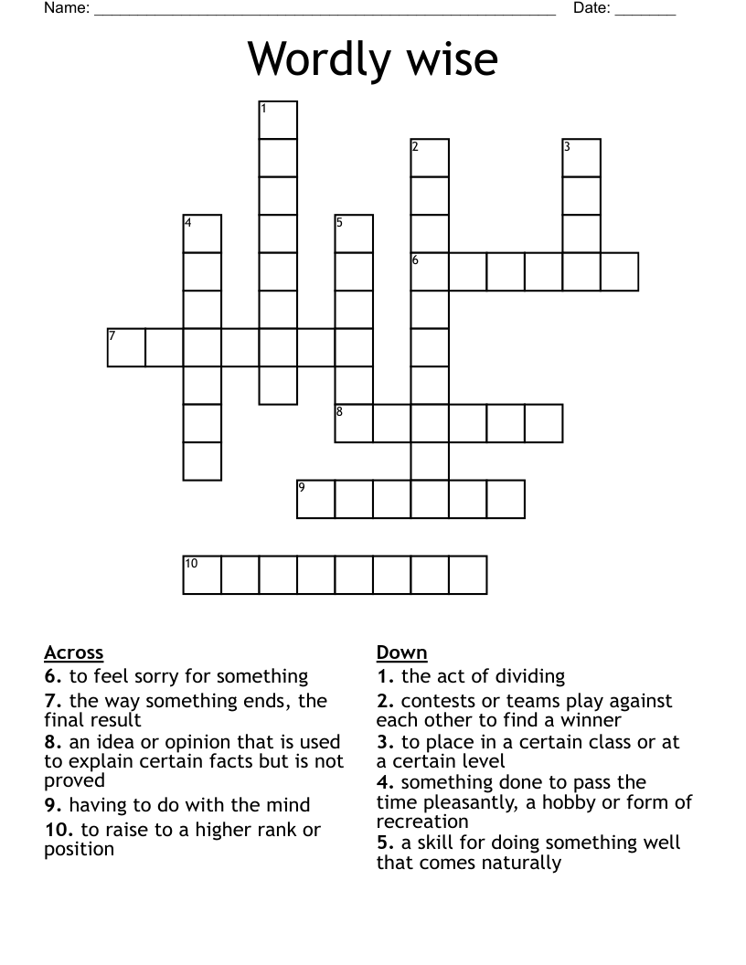 Wordly wise Crossword