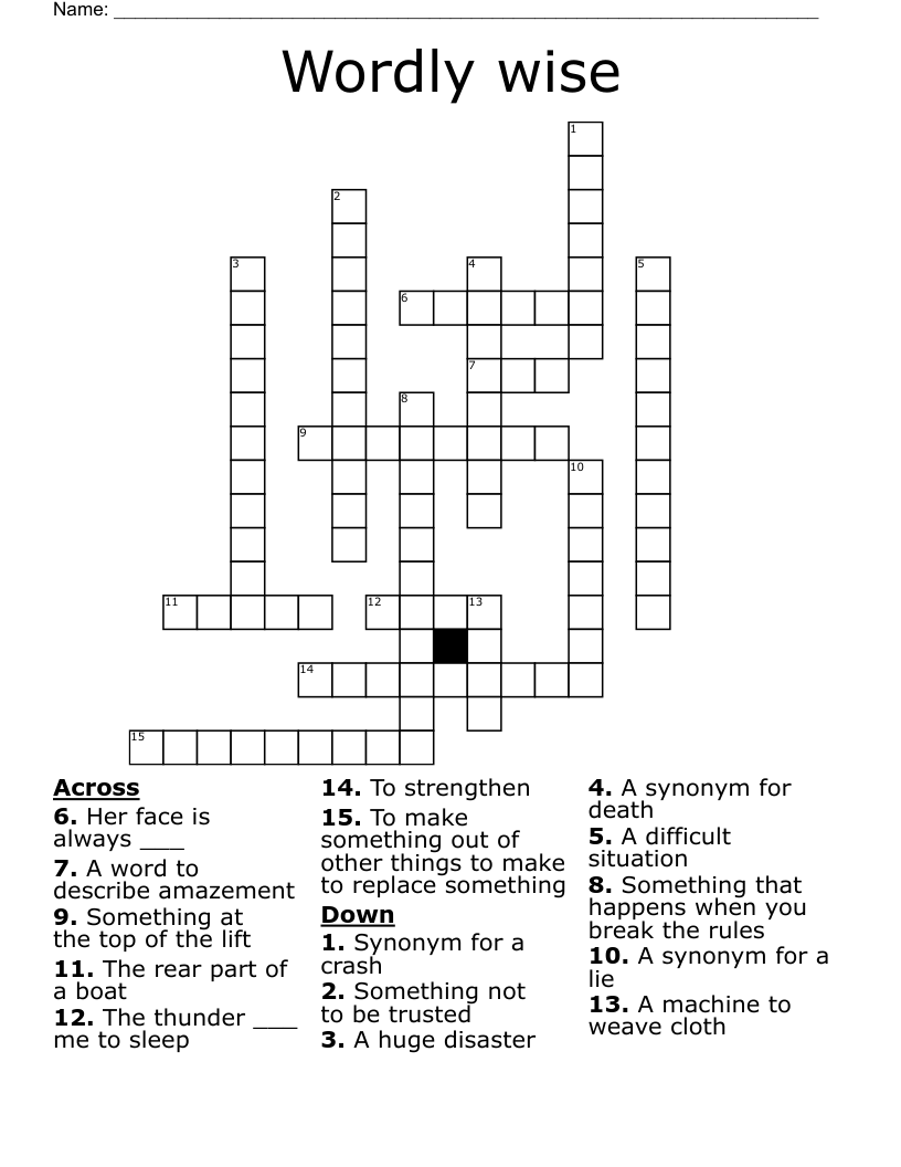 Wordly wise  Crossword