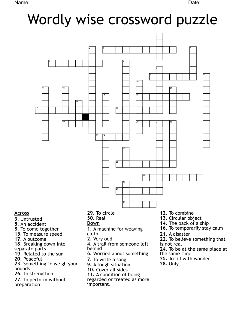 Wordly wise crossword puzzle 