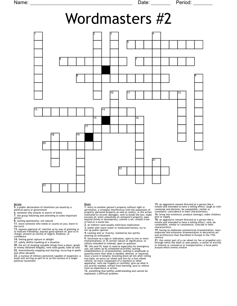Wordmasters #2 Crossword