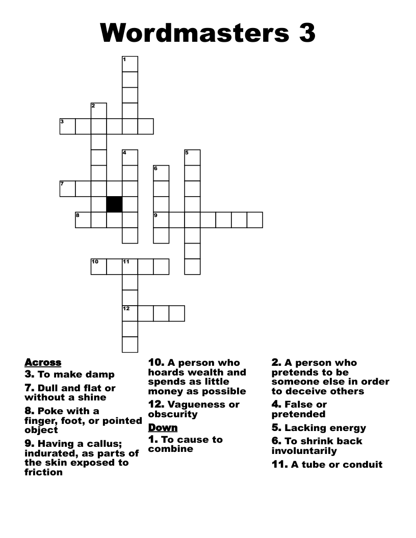 Wordmasters 3 Crossword