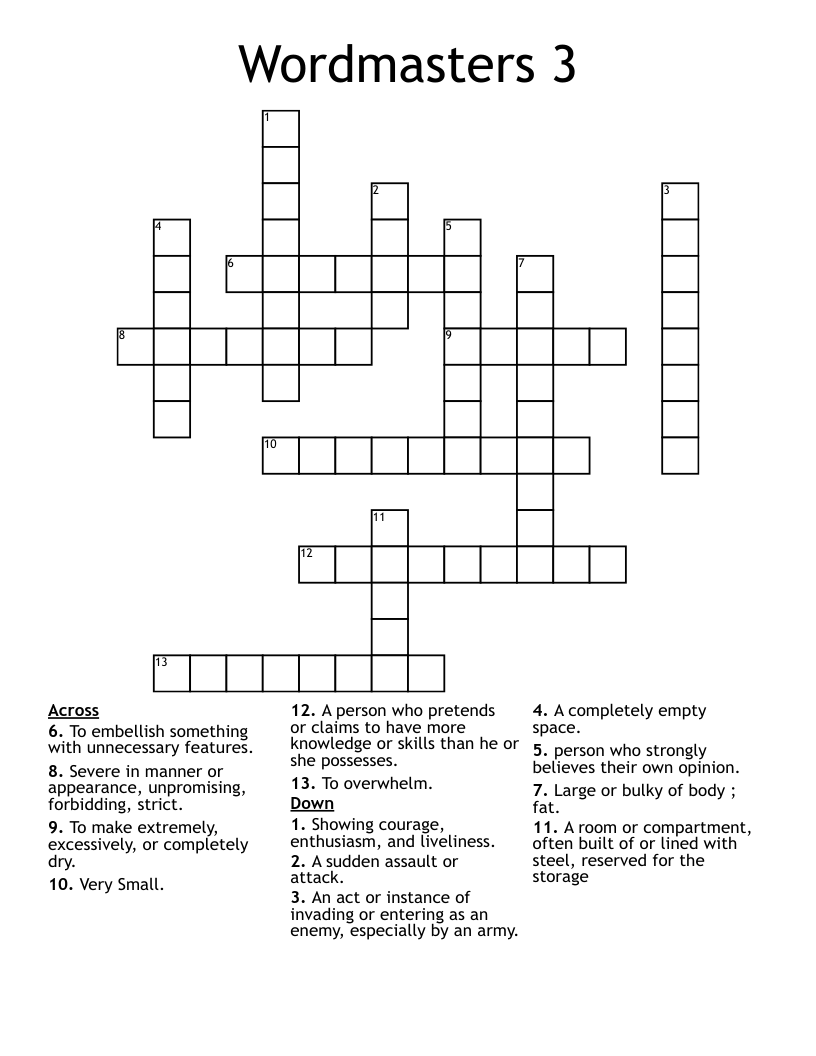 Wordmasters 3 Crossword