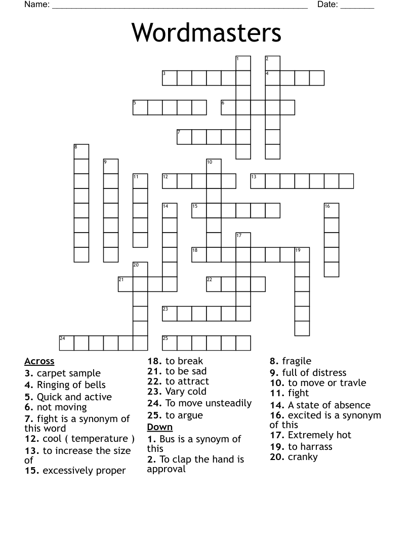 Wordmasters Crossword