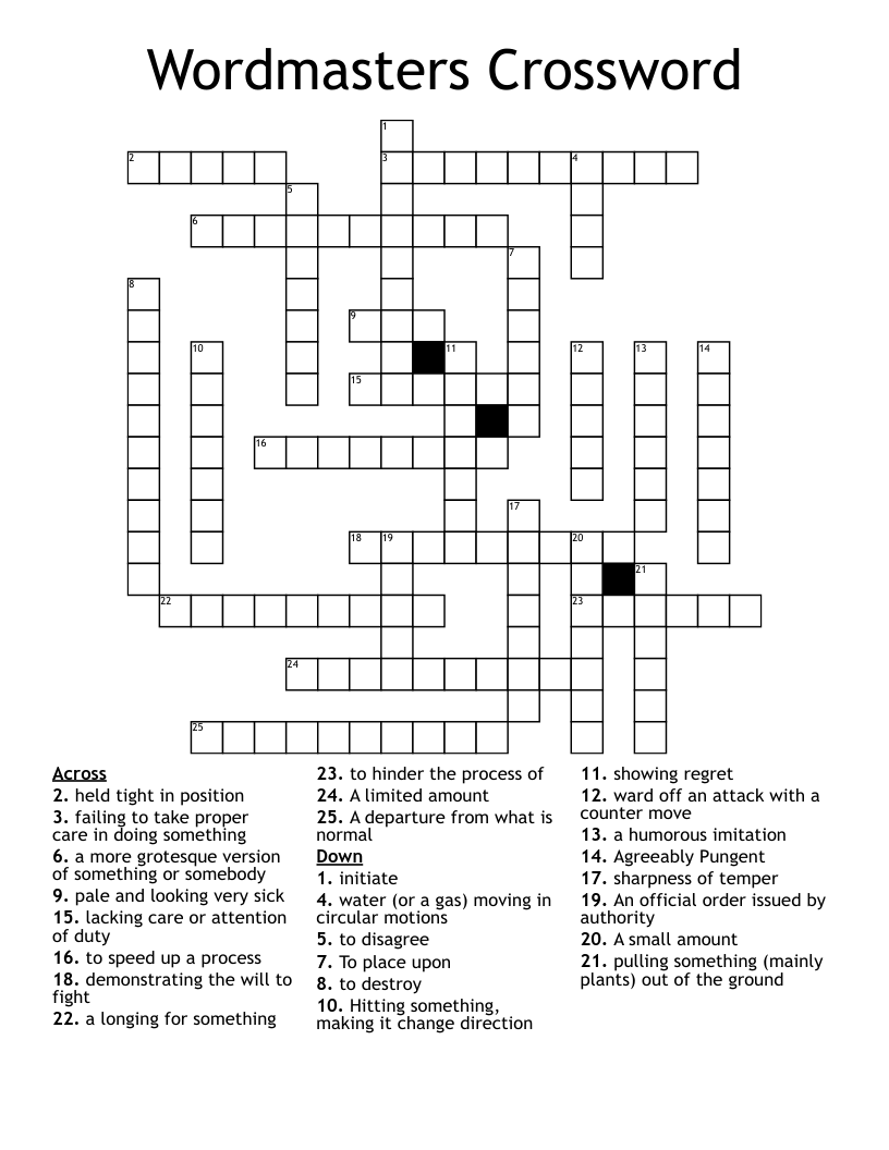 Wordmasters Crossword