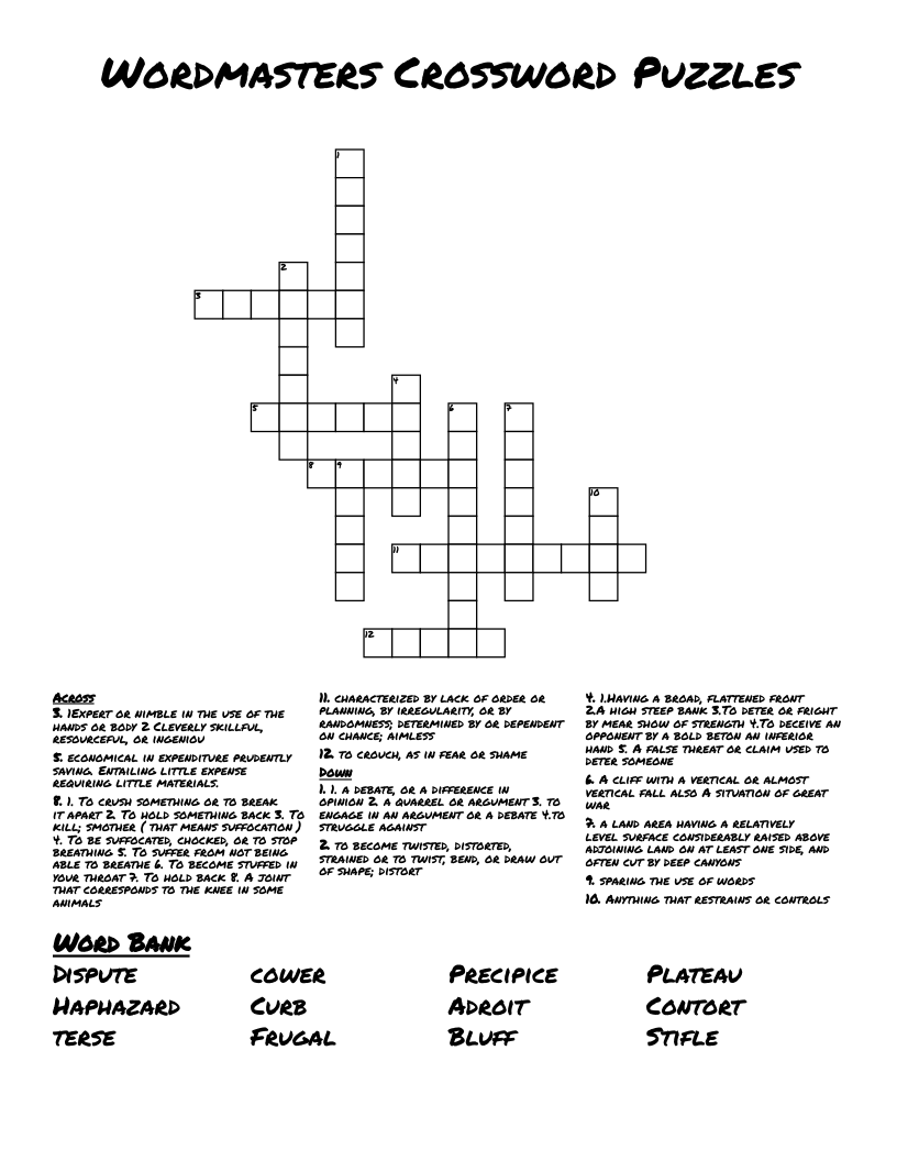 Wordmasters Crossword Puzzles 