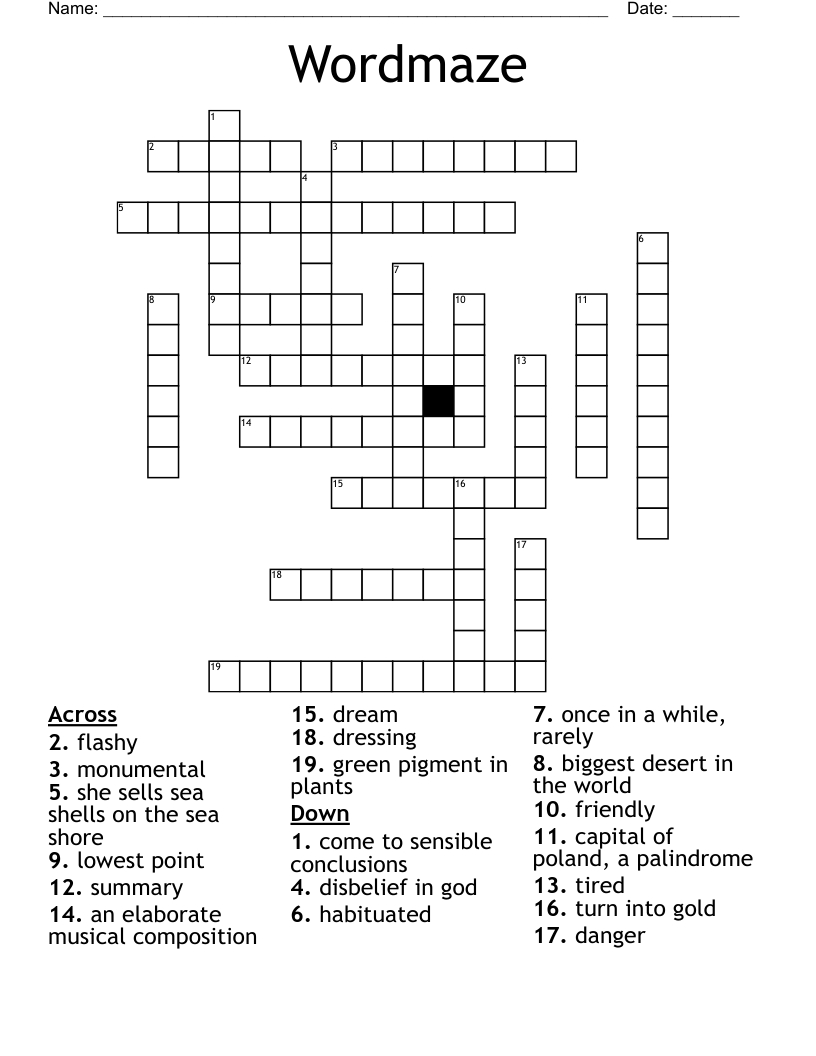 Wordmaze Crossword