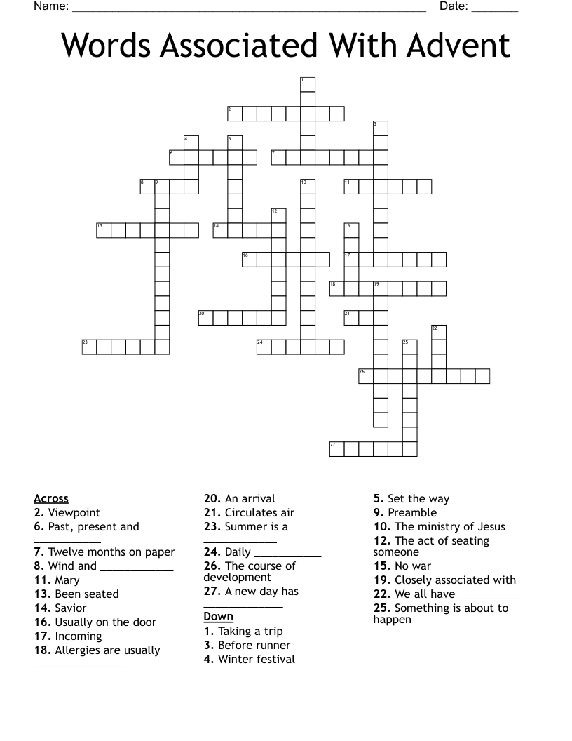 Words Associated With Advent Crossword