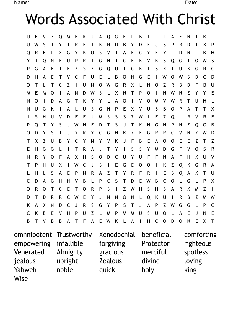Words Associated With Christ Word Search
