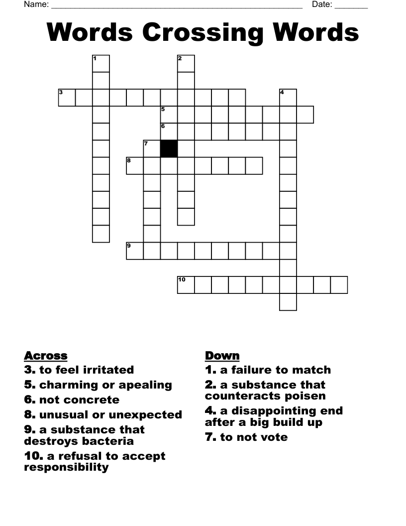 Words Crossing Words Crossword