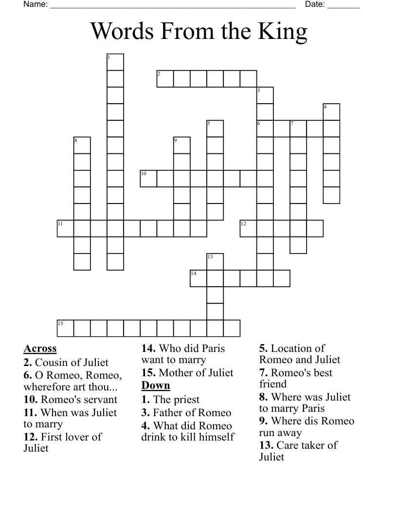 Words From the King Crossword