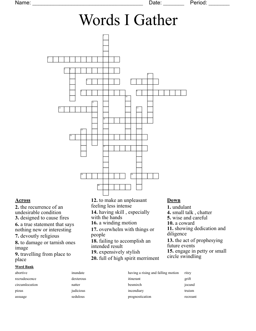 Words I Gather Crossword