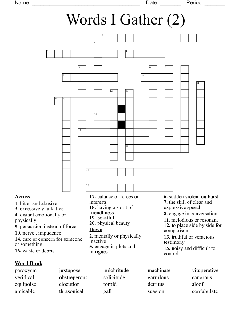 Words I Gather (2) Crossword
