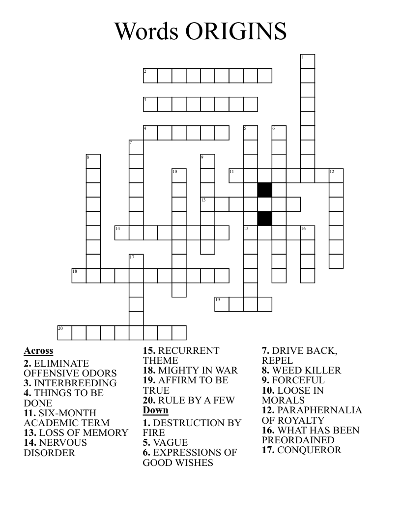 Words ORIGINS  Crossword