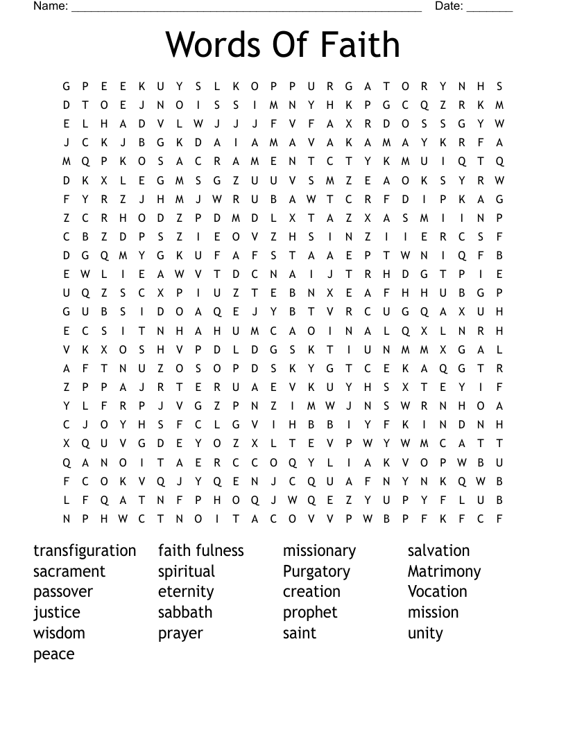 Words Of Faith Word Search