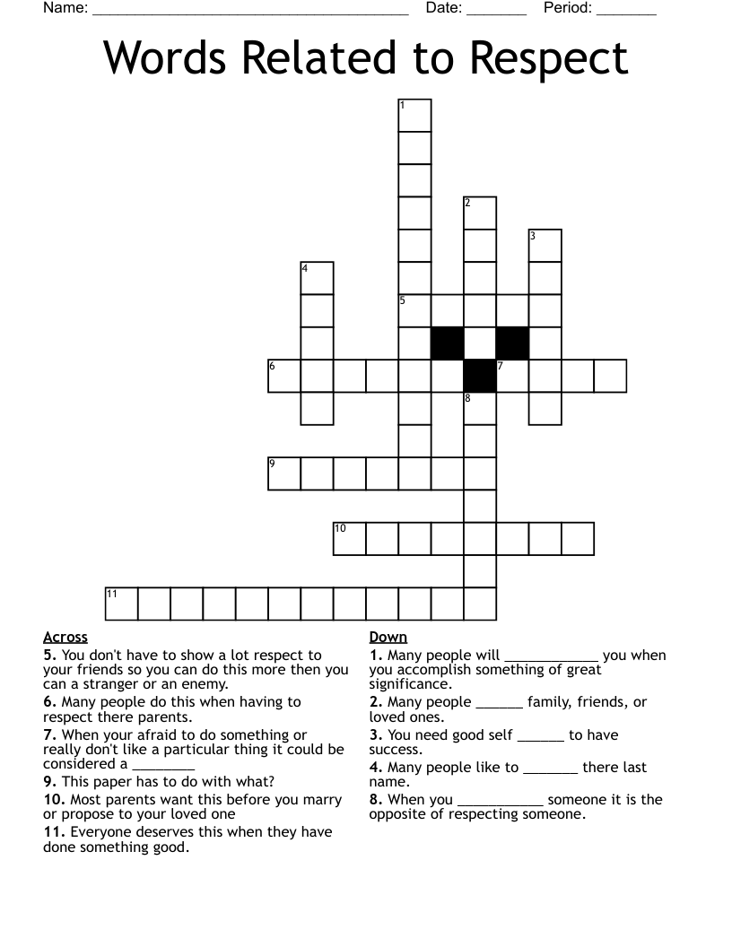 Words Related to Respect Crossword