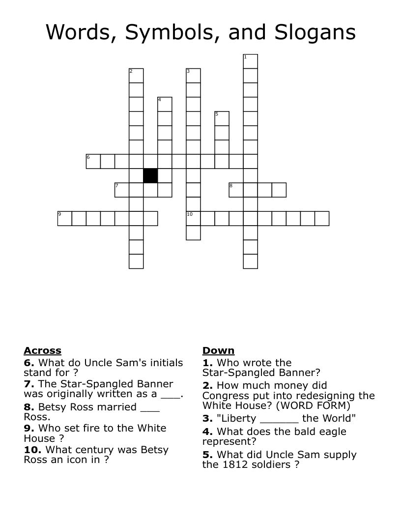 Words, Symbols, and Slogans  Crossword