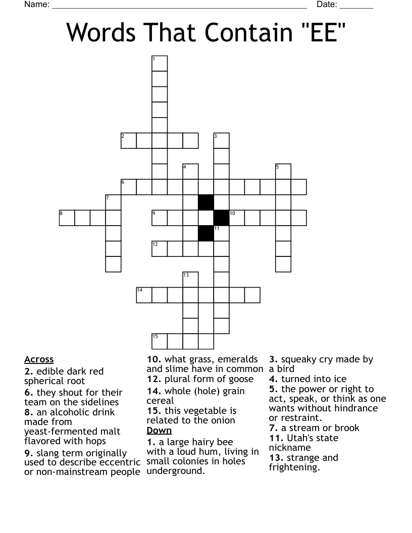 Words That Contain "EE" Crossword