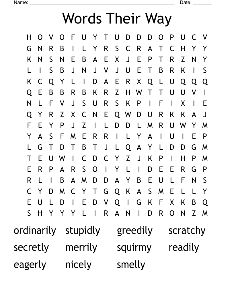 Words Their Way Word Search