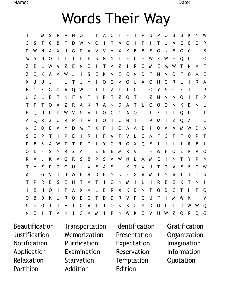 Words Their Way Word Search